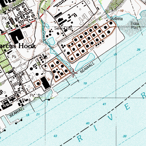 Topographic Map of Marcus Hook Creek, PA