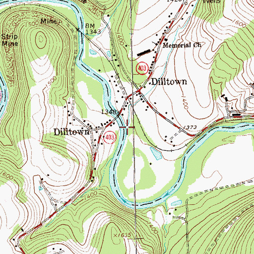Topographic Map of Mardis Run, PA
