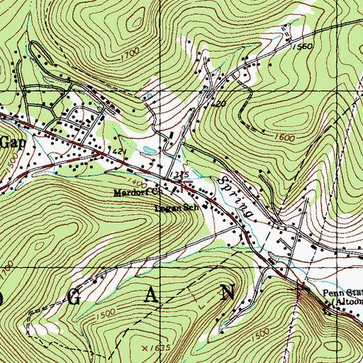 Topographic Map of Mardorf Church, PA