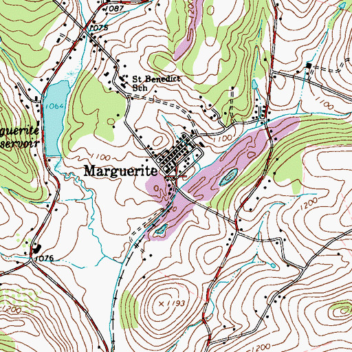 Topographic Map of Marguerite, PA