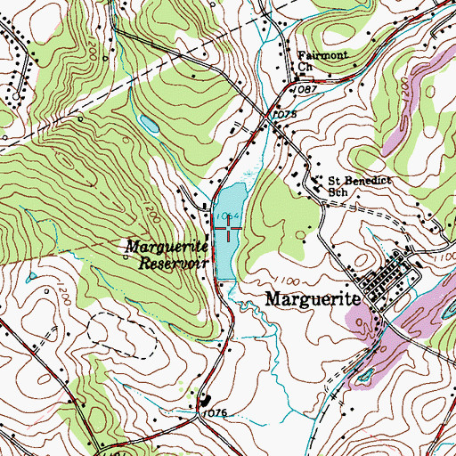 Topographic Map of Marguerite Reservoir, PA