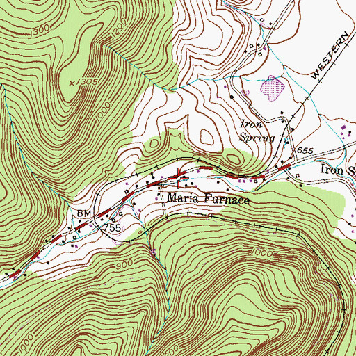 Topographic Map of Maria Furnace, PA