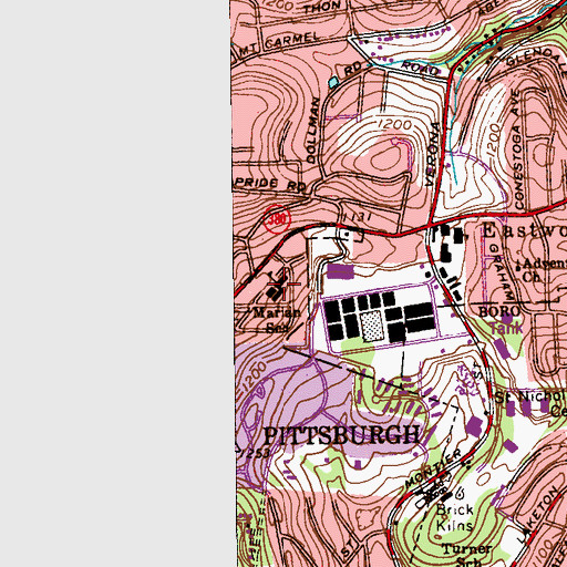 Topographic Map of Marian School, PA