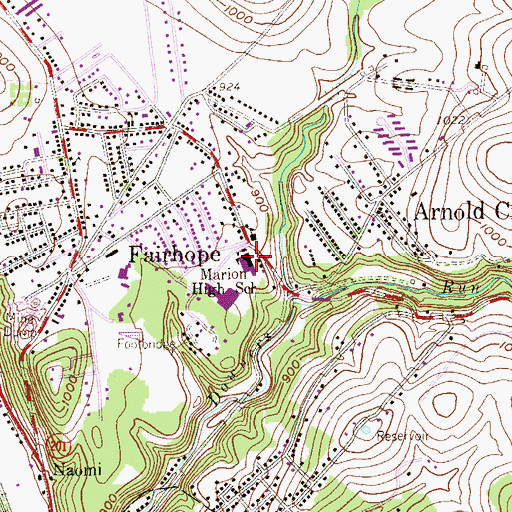Topographic Map of Marion High School, PA