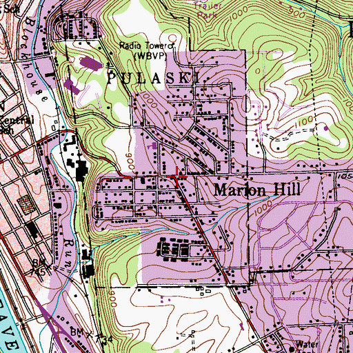 Topographic Map of Marion Hill, PA