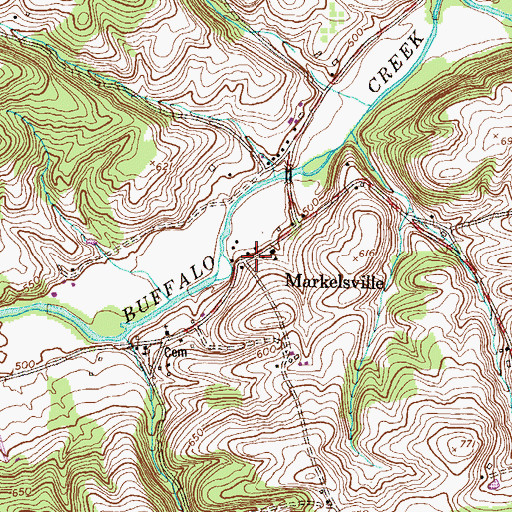 Topographic Map of Markelsville, PA