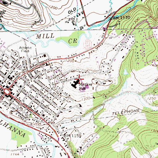 Topographic Map of Marker School, PA