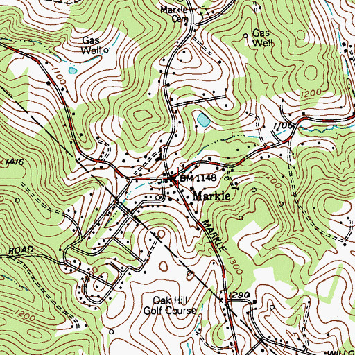 Topographic Map of Markle, PA