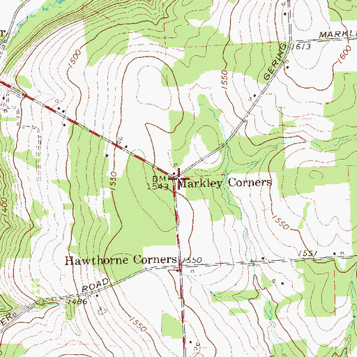 Topographic Map of Markley Corners, PA