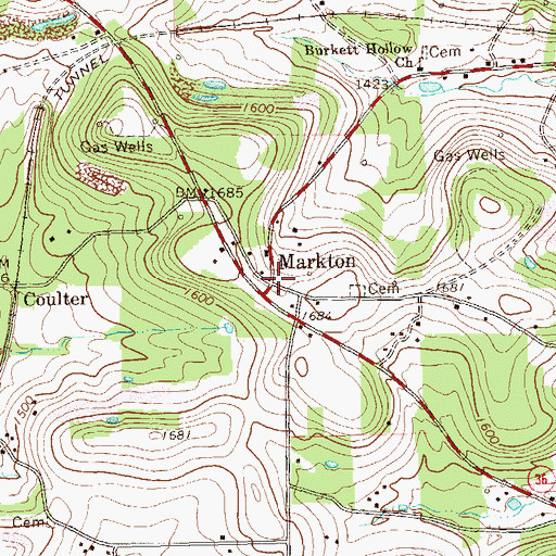 Topographic Map of Markton, PA