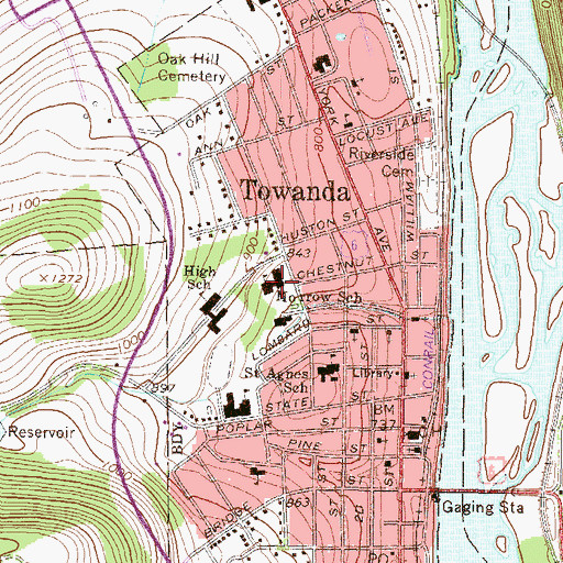 Topographic Map of Marrow High School, PA