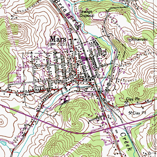 Topographic Map of Mars, PA