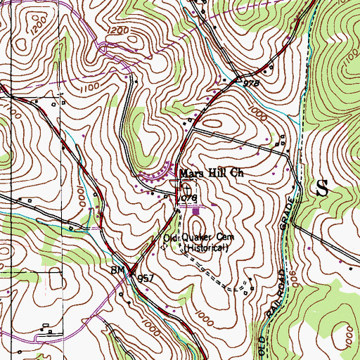 Topographic Map of Mars Hill Church, PA