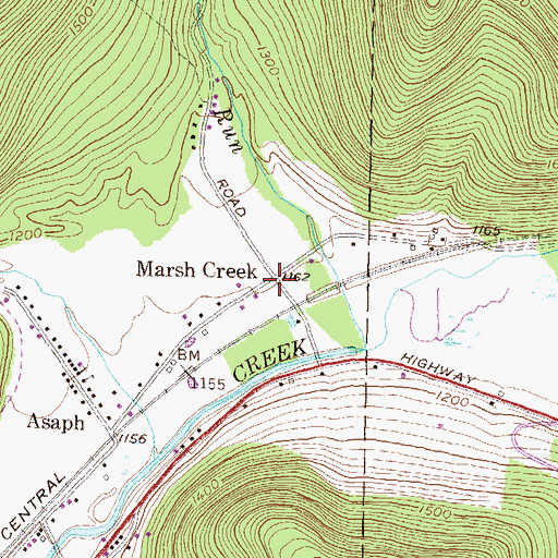 Topographic Map of Marsh Creek, PA