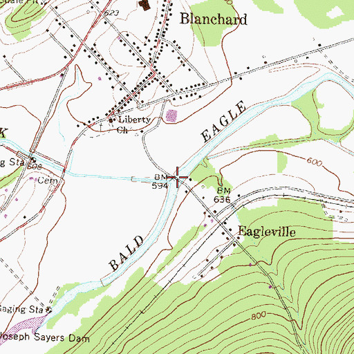 Topographic Map of Marsh Creek, PA