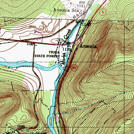 Topographic Map of Marsh Creek, PA