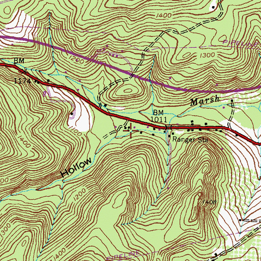 Topographic Map of Marsh Creek Hollow, PA