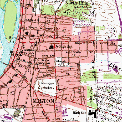 Topographic Map of Marsh Park, PA