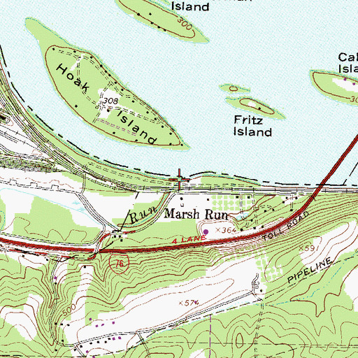 Topographic Map of Marsh Run, PA