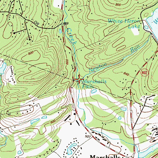 Topographic Map of Marshalls Falls, PA