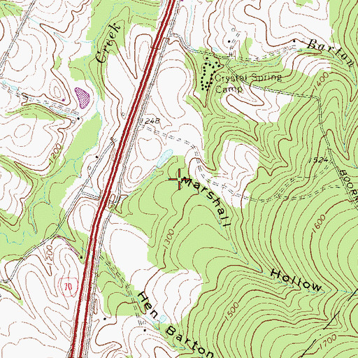 Topographic Map of Marshall Hollow, PA