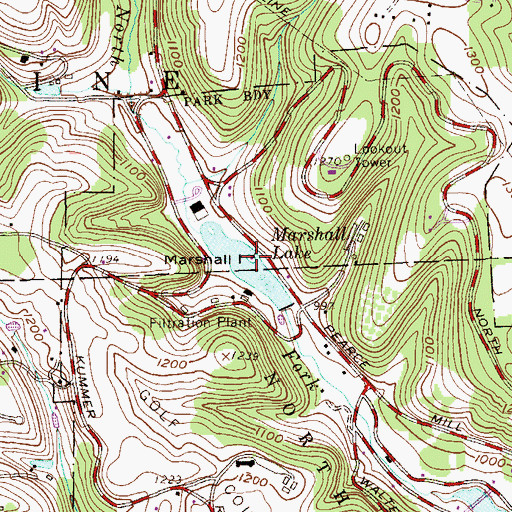 Topographic Map of Marshall Island, PA