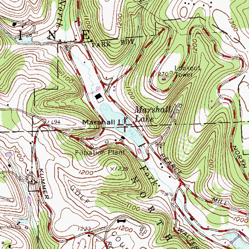 Topographic Map of Marshall Lake, PA