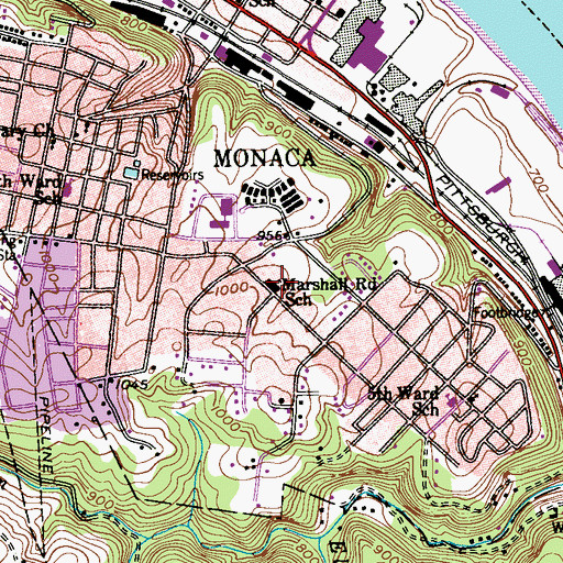 Topographic Map of Marshall Road School, PA