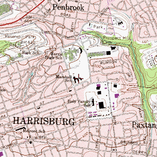 Topographic Map of Marshall Math and Science Academy, PA