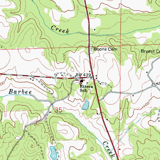 Topographic Map of Etteca School (historical), AL