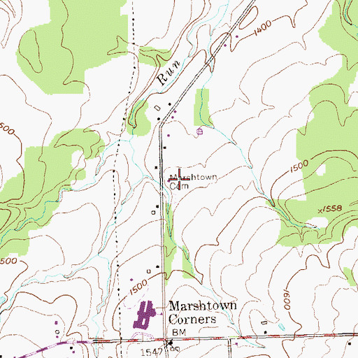 Topographic Map of Marshtown Cemetery, PA