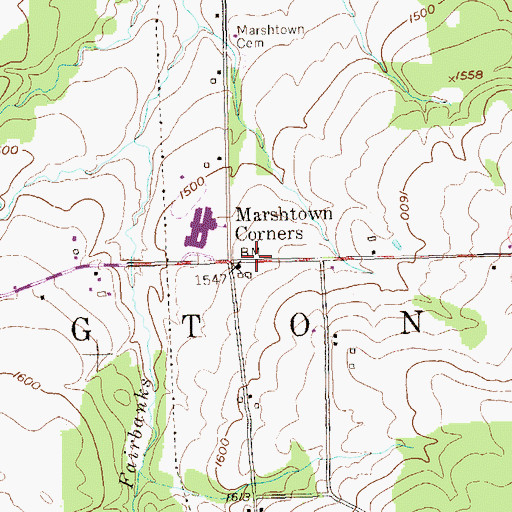 Topographic Map of Marshtown Corners, PA