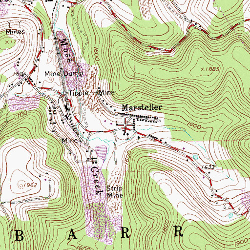 Topographic Map of Marsteller, PA
