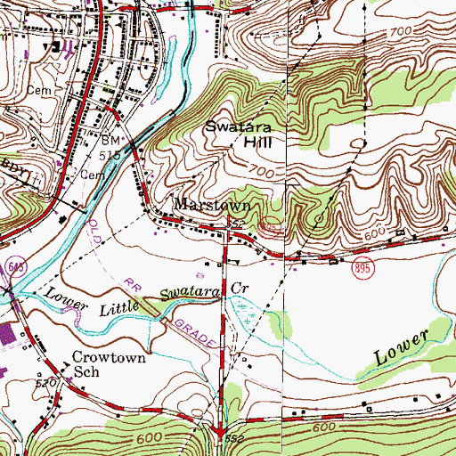 Topographic Map of Marstown, PA