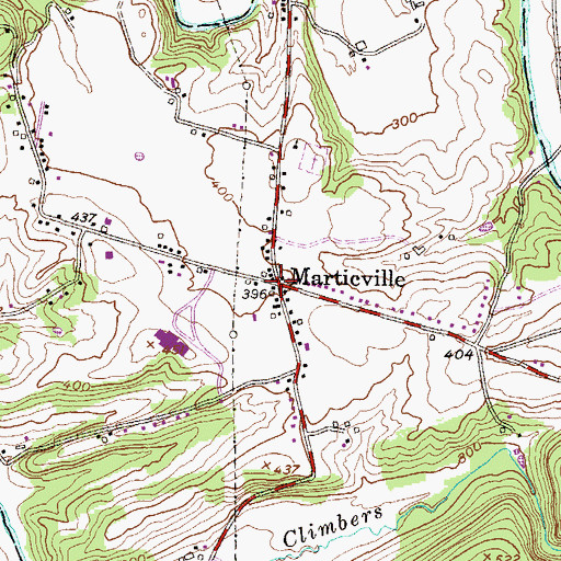 Topographic Map of Marticville, PA