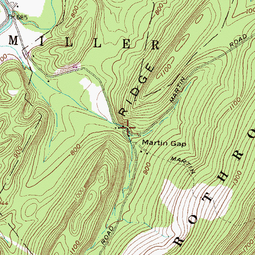 Topographic Map of Martin Gap, PA