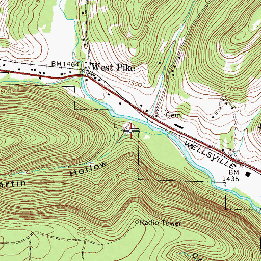 Topographic Map of Martin Hollow, PA