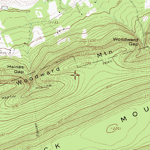 Topographic Map of Martin Hollow Trail, PA