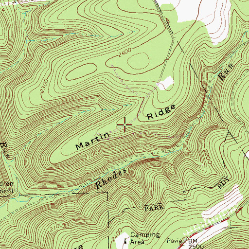 Topographic Map of Martin Ridge, PA