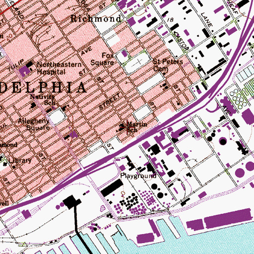 Topographic Map of Martin School, PA