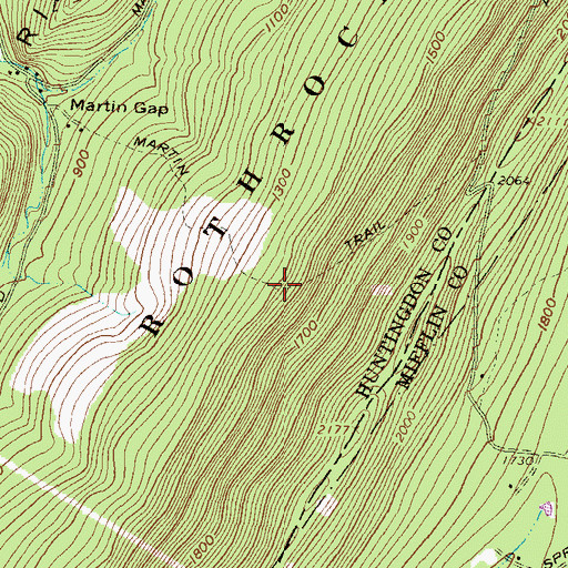 Topographic Map of Martin Trail, PA