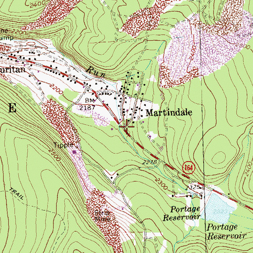Topographic Map of Martindale, PA