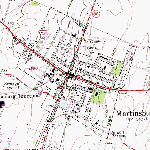 Topographic Map of Martinsburg, PA