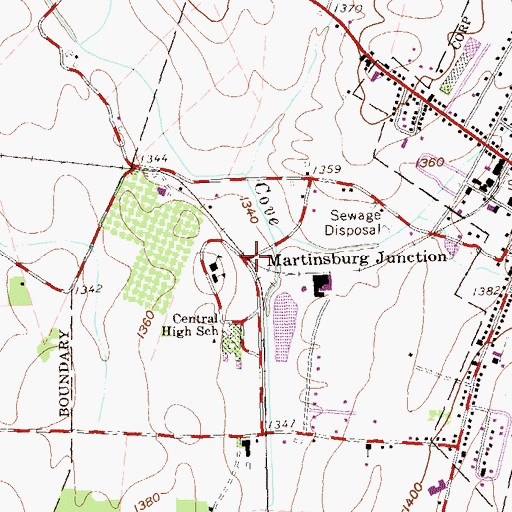 Topographic Map of Martinsburg Junction, PA