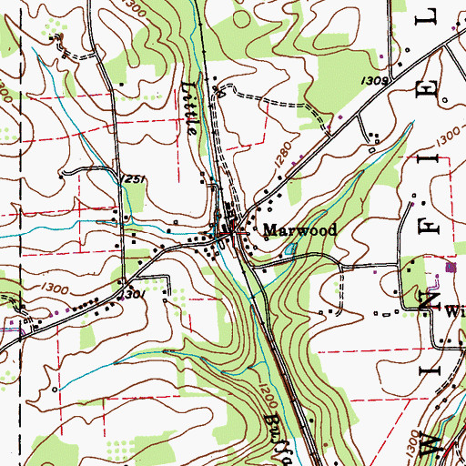 Topographic Map of Marwood, PA