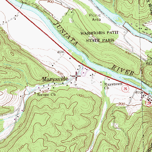 Topographic Map of Marysville, PA
