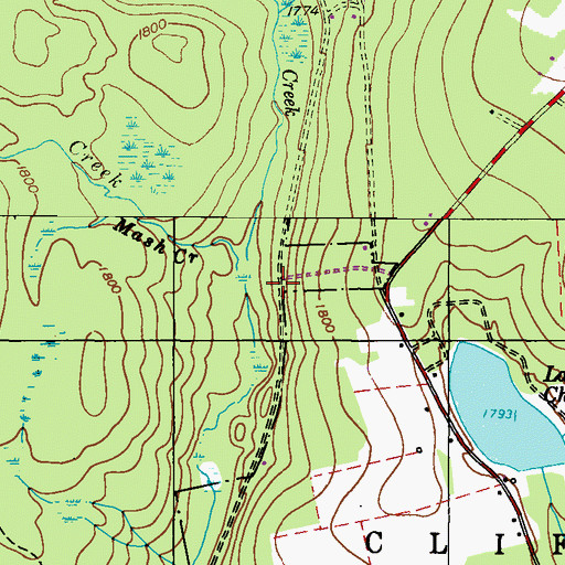 Topographic Map of Mash Creek, PA