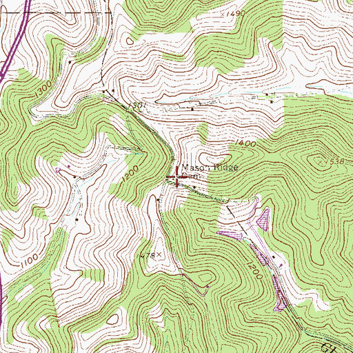 Topographic Map of Mason Ridge Cemetery, PA