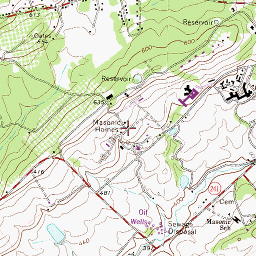 Topographic Map of Masonic Homes, PA