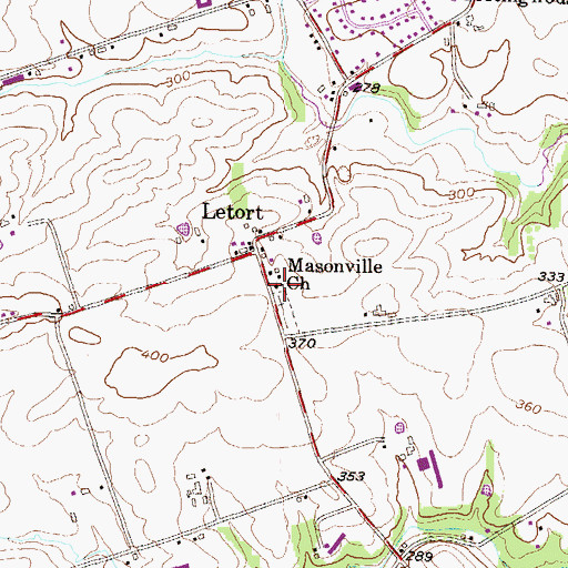 Topographic Map of Masonville Church, PA
